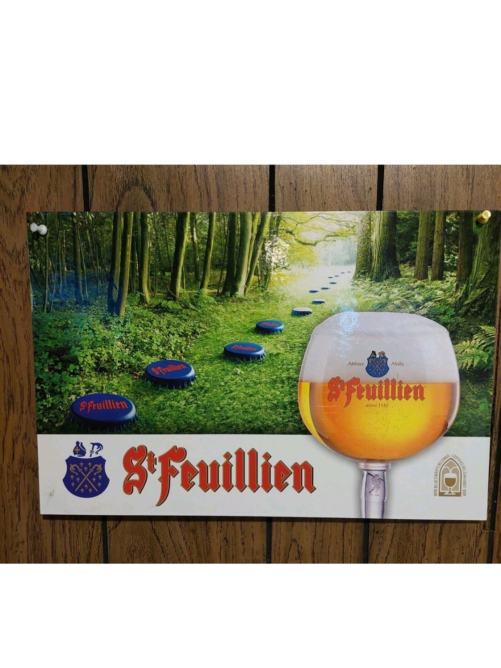 St Feuillien Beer Sign 18x12 Inches Foam Board Advertising